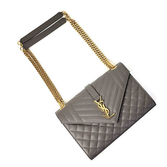 Saint Laurent Envelope Chain Shoulder Bag Medium Grey - Picture 3 of 5